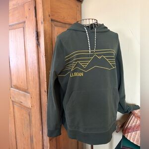 L.L. Bean Forest Green Hoodie with Gold Mountain Graphic